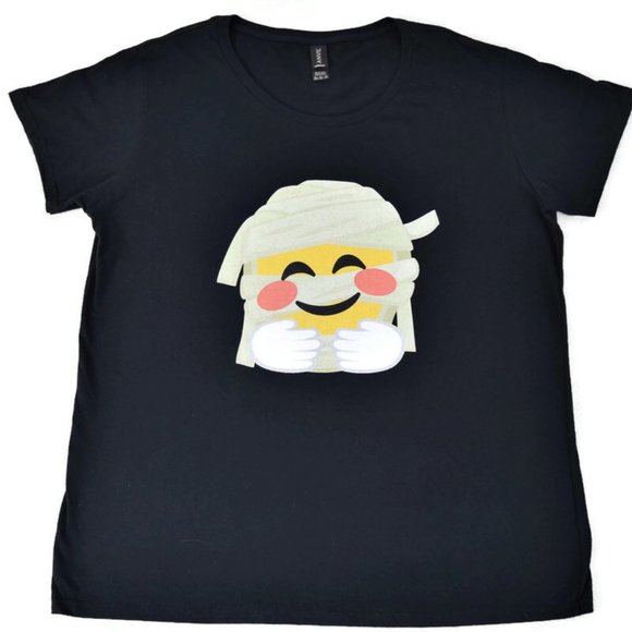 Halloween Party Costume T-Shirt Emoji Mummy Yellow Black Cotton Anvil XL - Picture 1 of 10